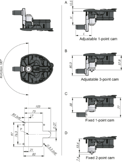 Schallhaubenverschluss Vector T-Griff