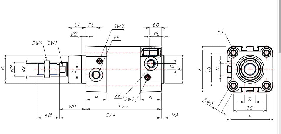 Pneumatikzylinder  80mm Hub 200mm