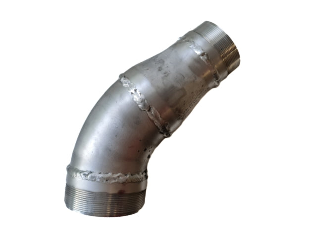 Přechodový kus ohnutý ze 4" AG na 3" AG